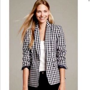 Banana Republic navy and white gingham blazer